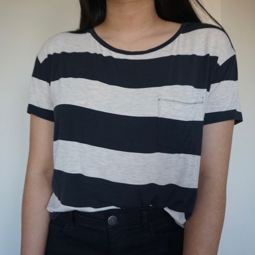 American Eagle Navy Striped Tee